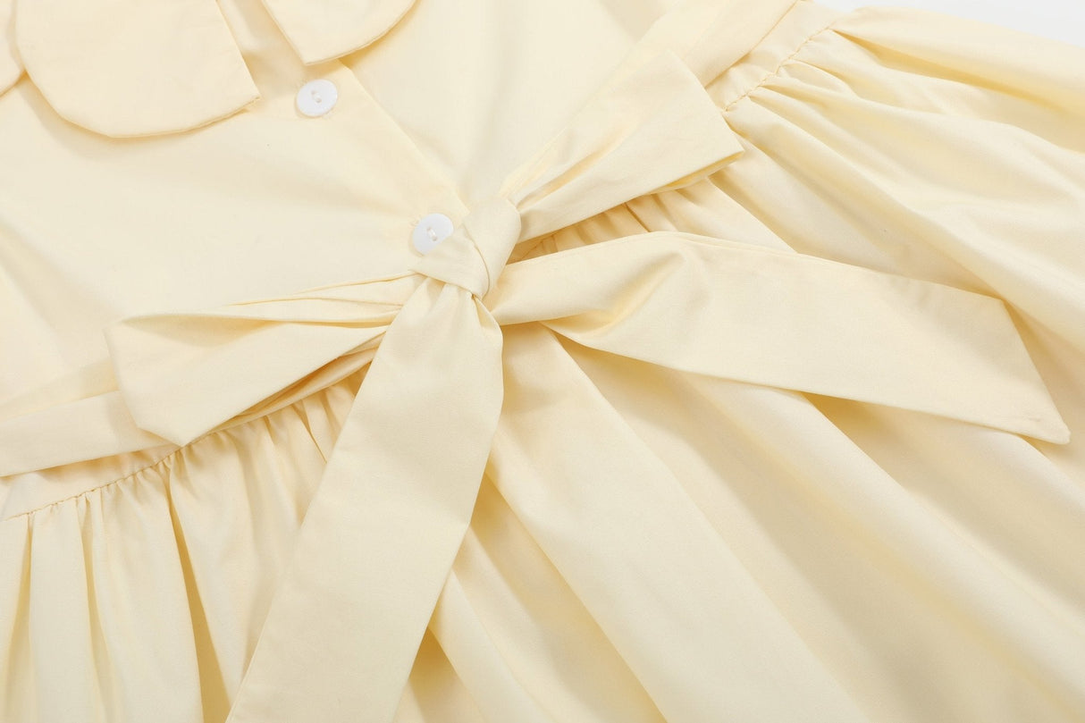 Yellow Petal Collared Smocked Dress