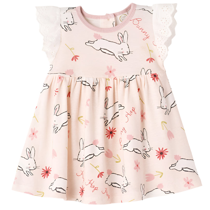 Easter Parade Eyelet Flutter Sleeve Dress - HoneyBug