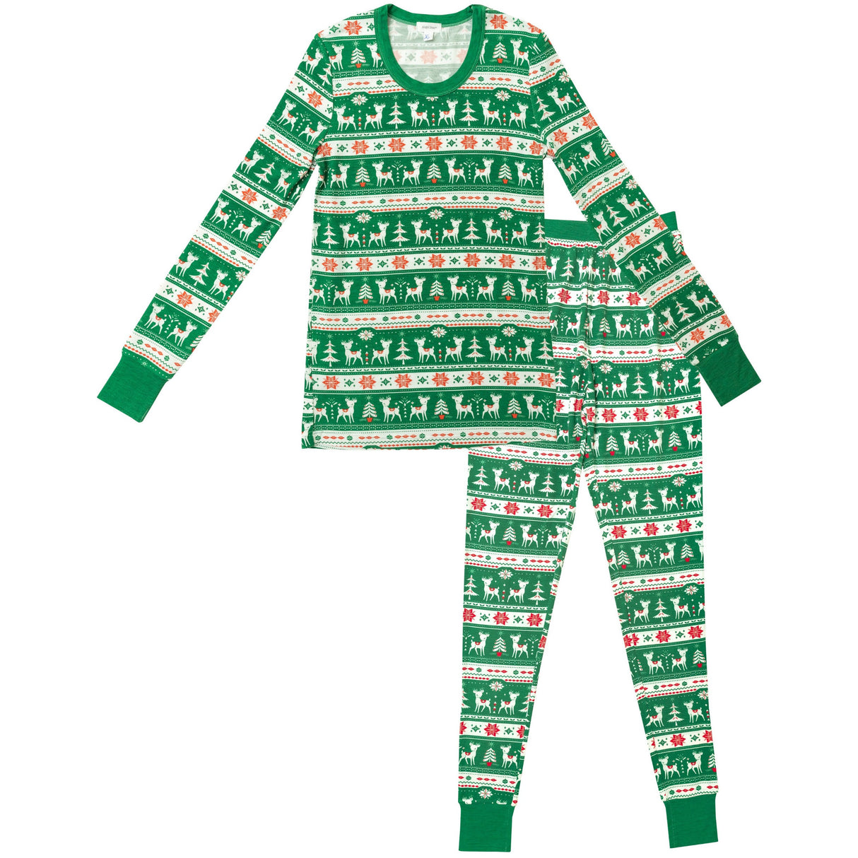Adult Lounge Set - Vintage Deer Fair Isle (Jolly Green) - HoneyBug