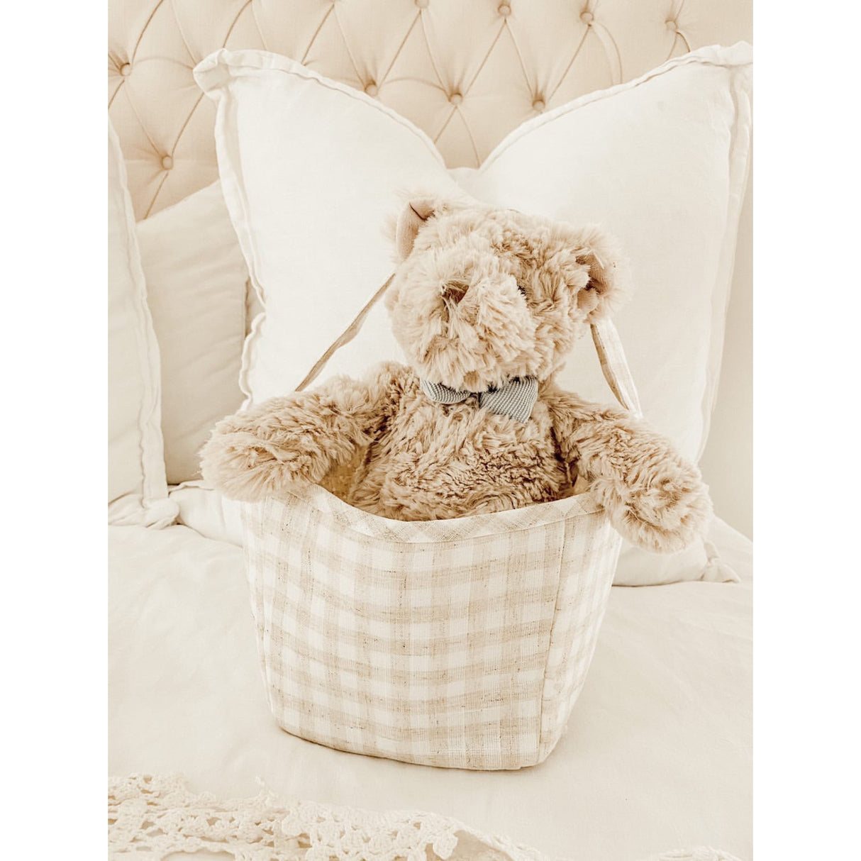 Tan Fabric Basket / Storage Caddy - HoneyBug