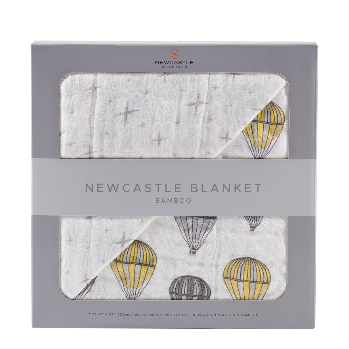 Hot Air Balloon and Northern Star Bamboo Muslin Newcastle Blanket - HoneyBug