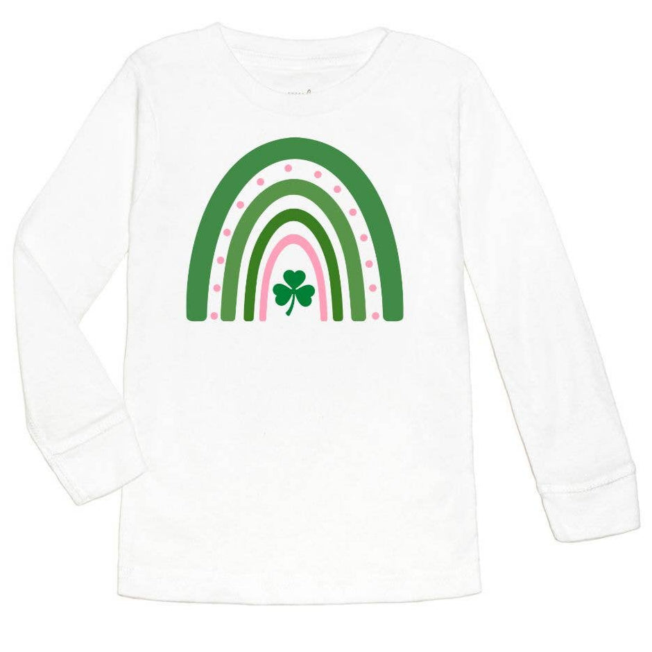 Rainbow Shamrock White Long Sleeve Shirt - HoneyBug