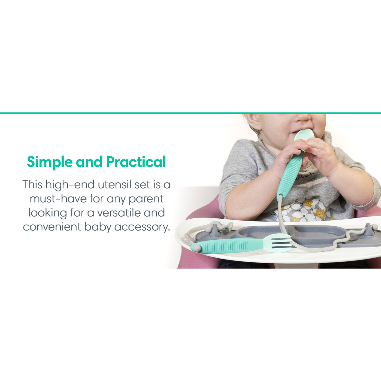 Busy Baby Bungee Bib & Utensil Set - HoneyBug