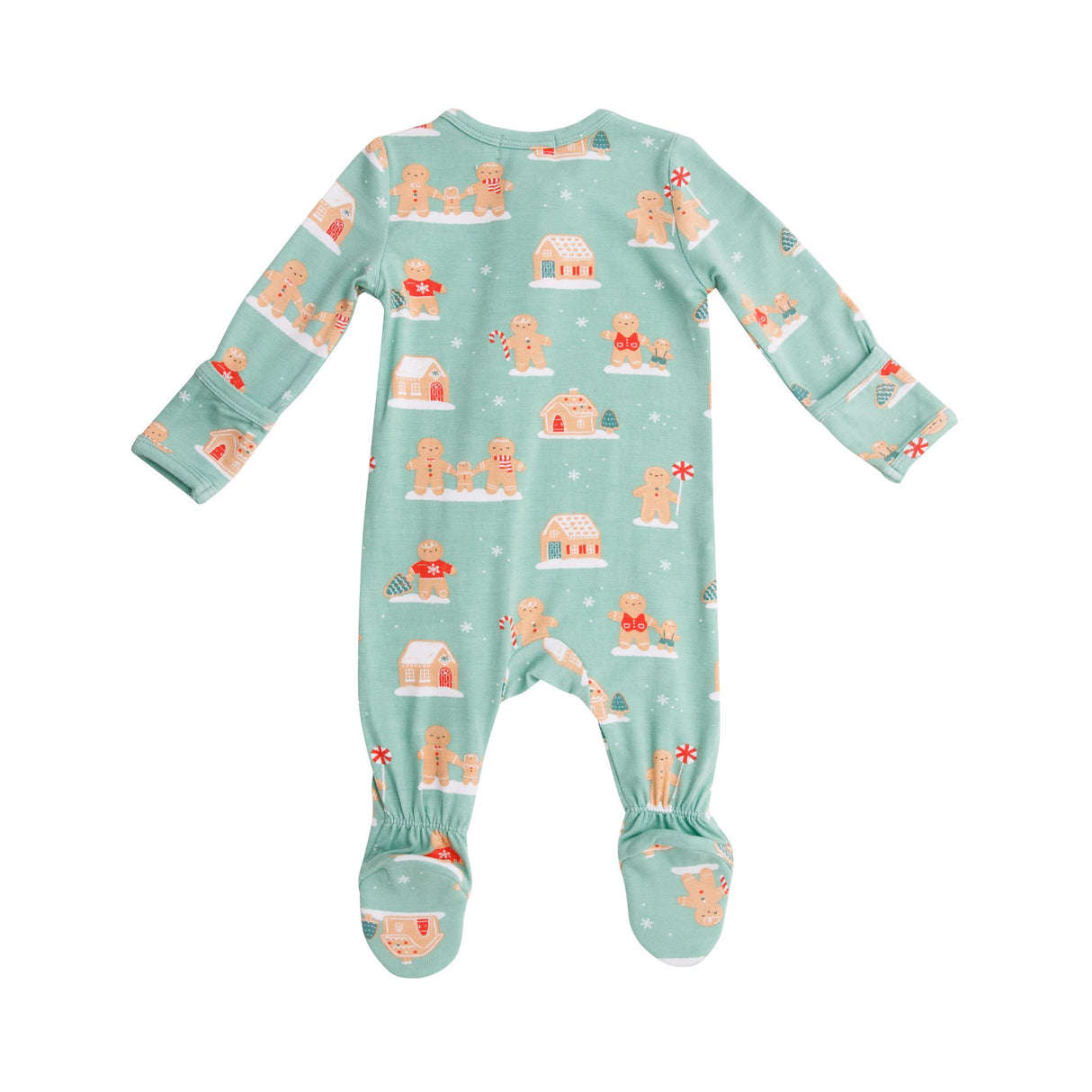Zipper Footie - Green Gingerbread - HoneyBug
