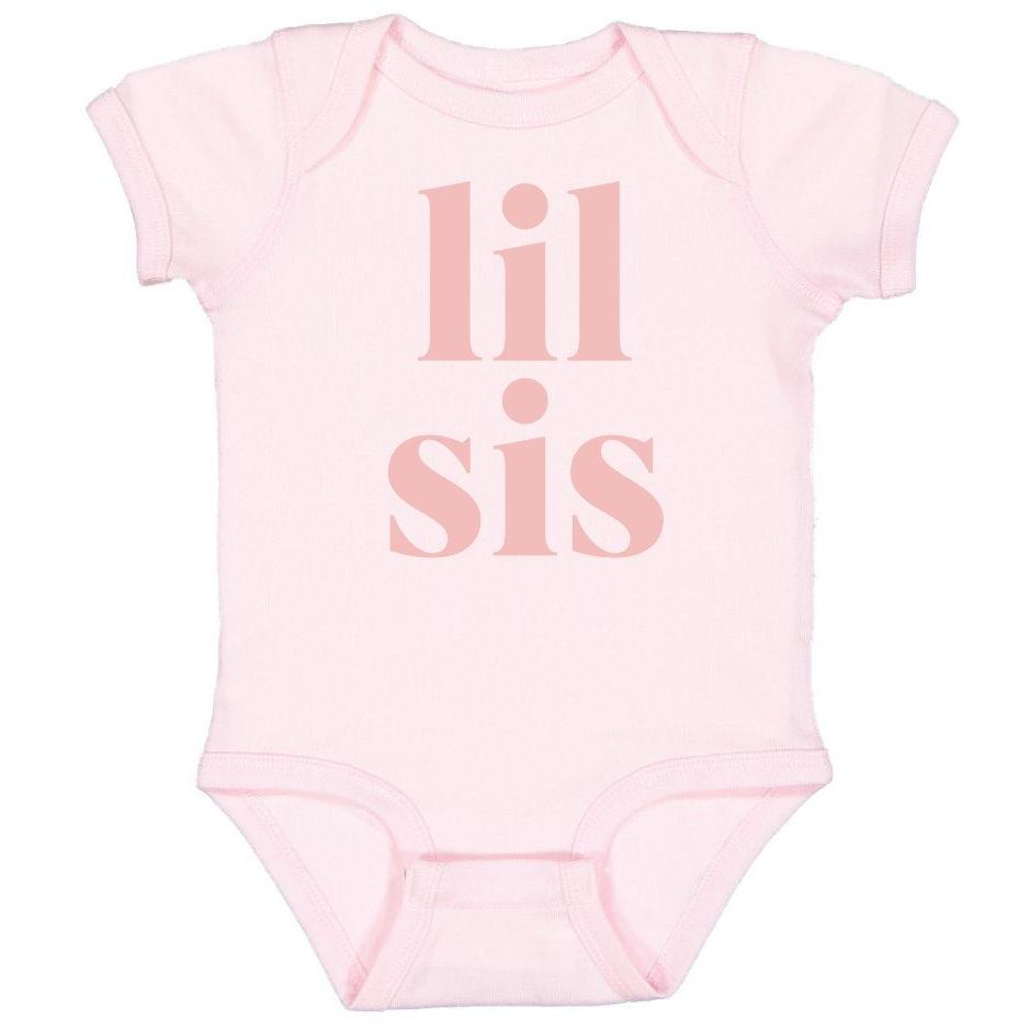 Lil Sis Short Sleeve Bodysuit - Ballet Pink - HoneyBug