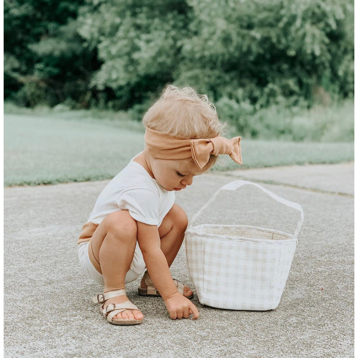 Tan Fabric Basket / Storage Caddy - HoneyBug