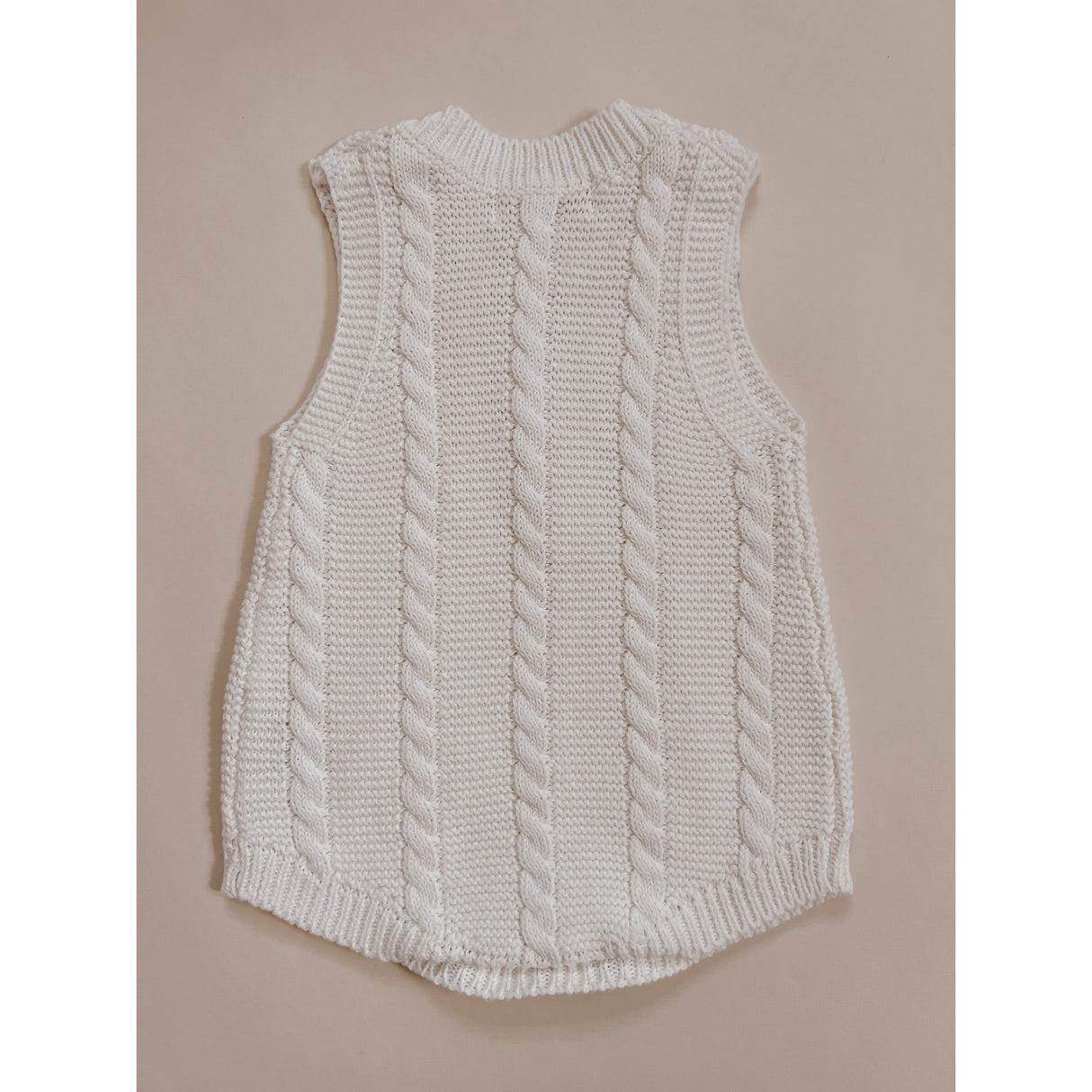 Luna + Luca Cable Knit Summer Romper - White - HoneyBug