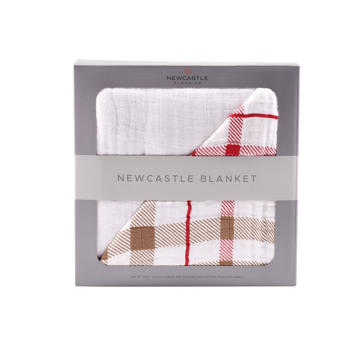 Teddy Bear and Plaid Cotton Muslin Newcastle Blanket - HoneyBug