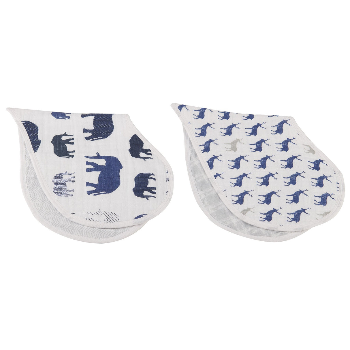 In The Wild Elephant Cotton Burp Cloth Bib 2PK - HoneyBug