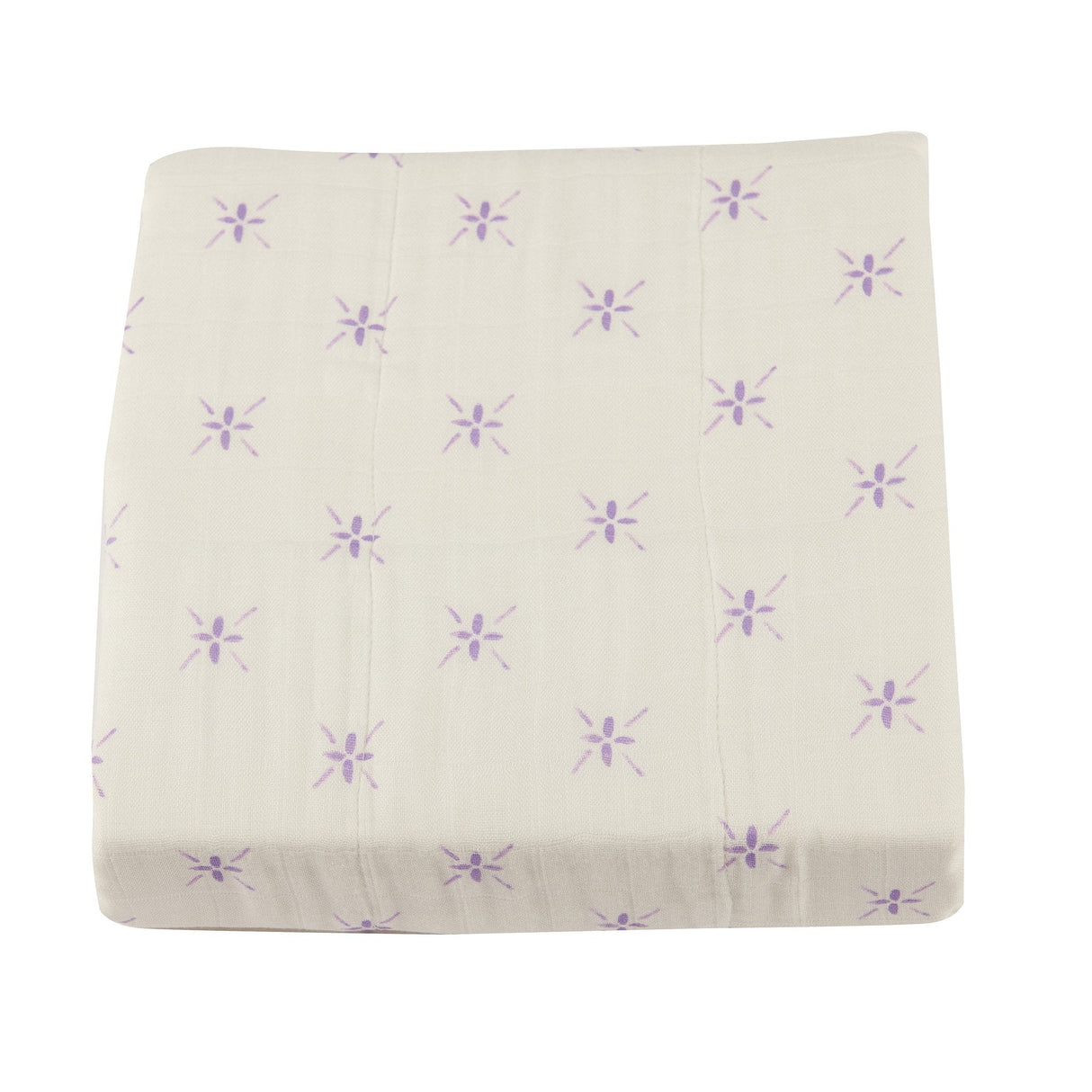 Lavender Flower and White Bamboo Muslin Newcastle Blanket - HoneyBug