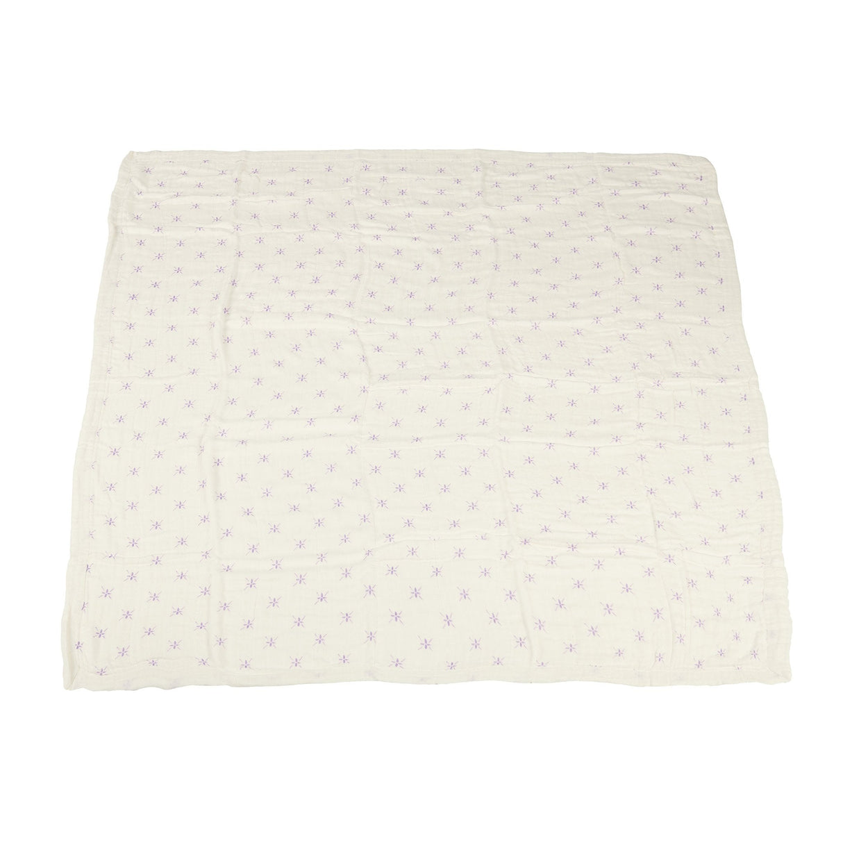 Lavender Flower and White Bamboo Muslin Newcastle Blanket - HoneyBug