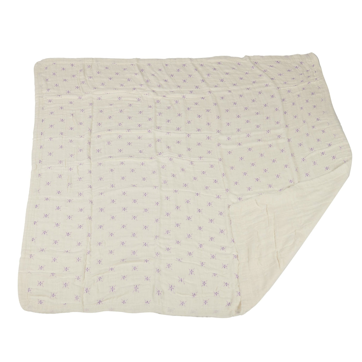 Lavender Flower and White Bamboo Muslin Newcastle Blanket - HoneyBug