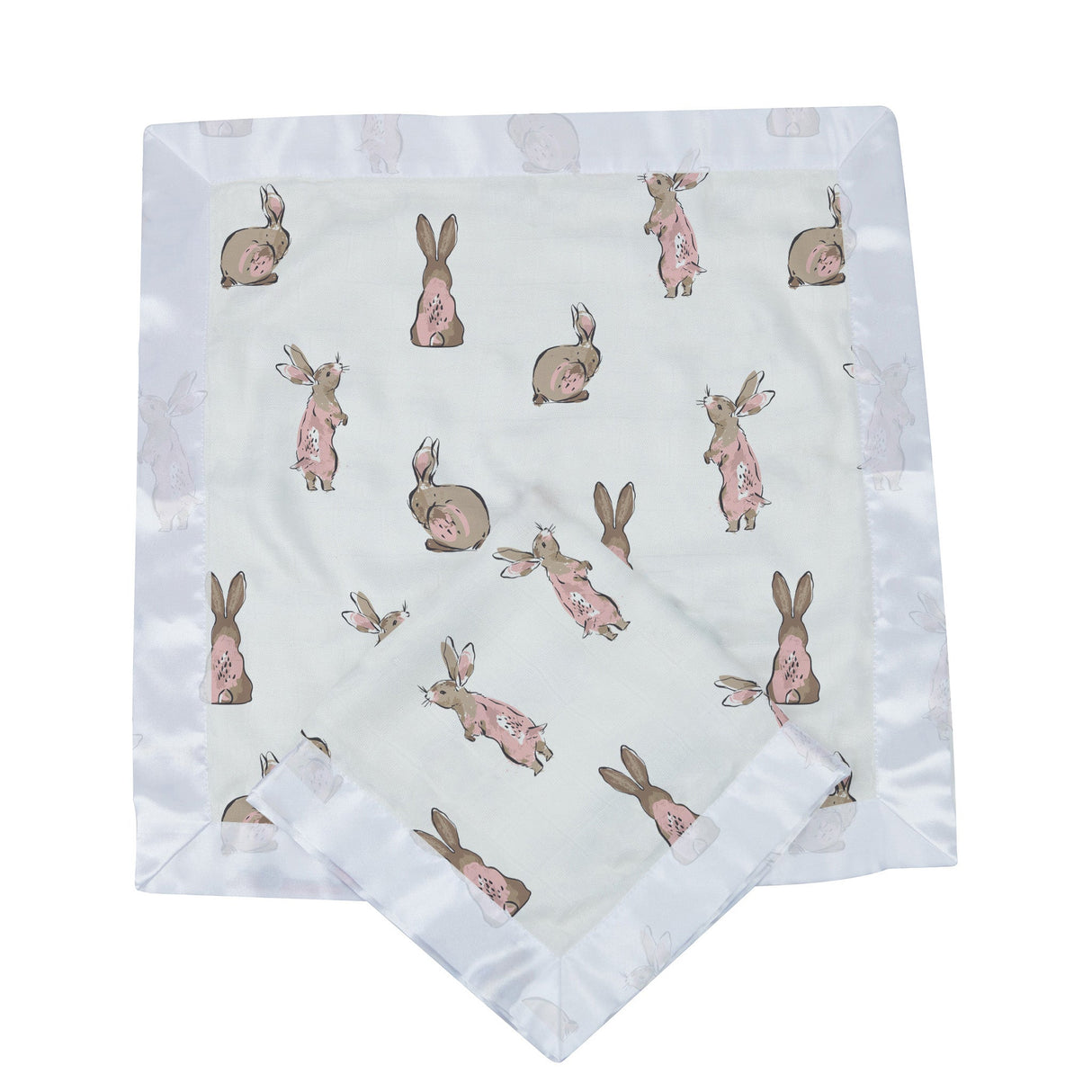 Powder Pink Bunnies Bamboo Newcastle Blankie - HoneyBug