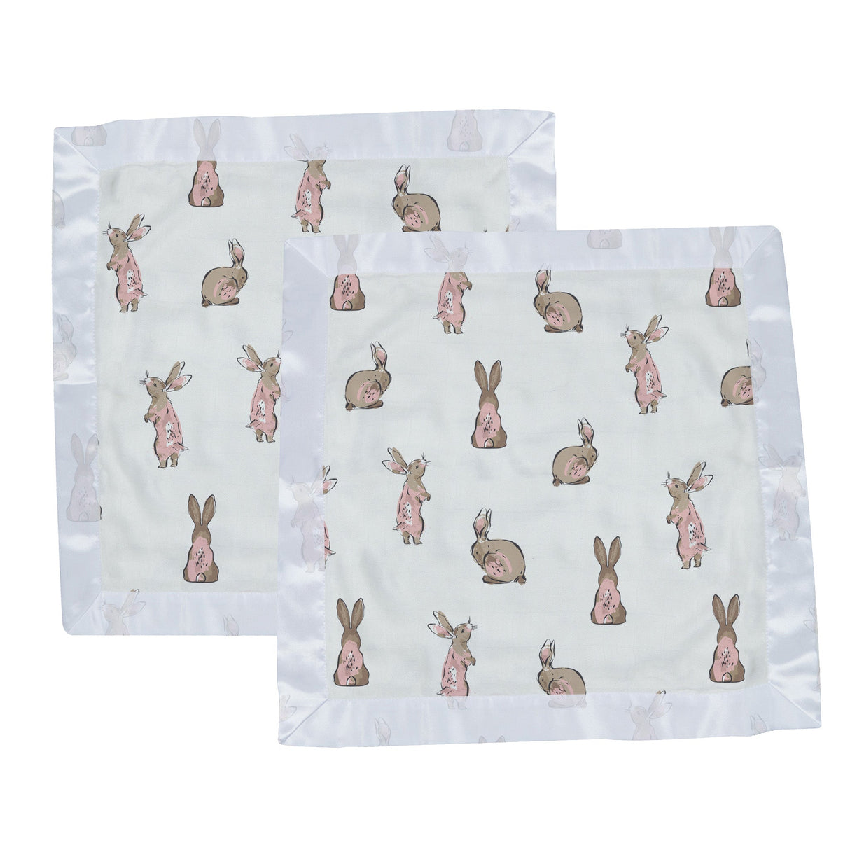 Powder Pink Bunnies Bamboo Newcastle Blankie - HoneyBug