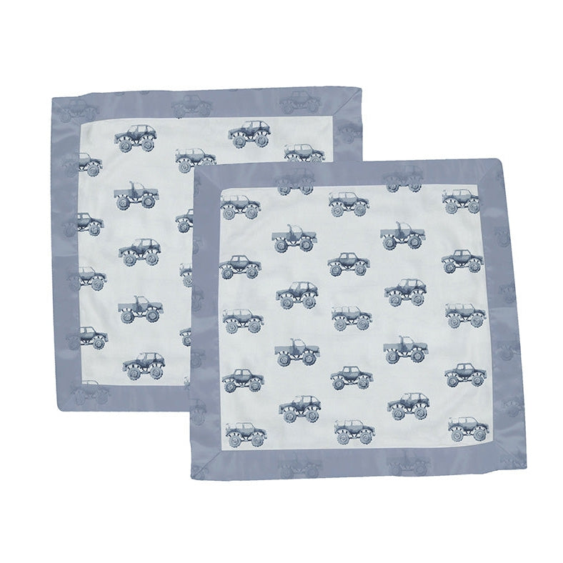 Indigo Monster Trucks Cotton Newcastle Blankie - HoneyBug