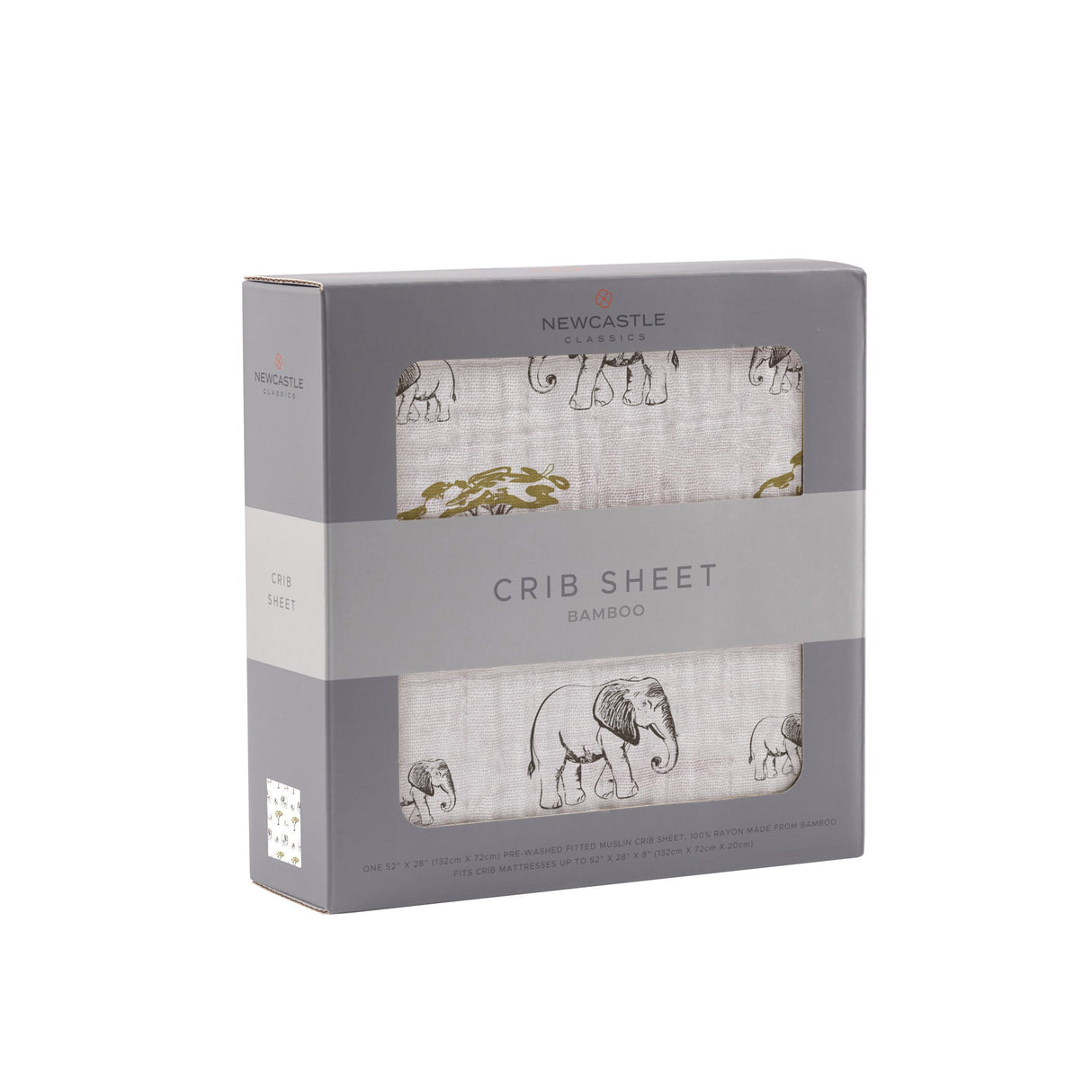 Rhinos and Elephants Bamboo Muslin Crib Sheet - HoneyBug