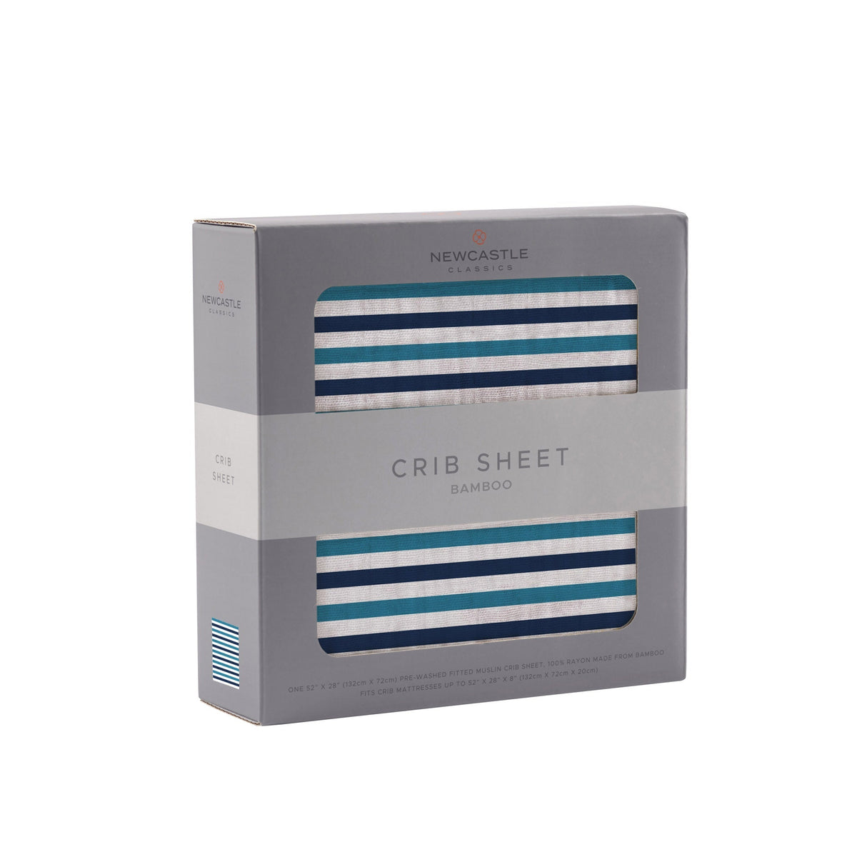 Blue and White Stripe Bamboo Crib Sheet - HoneyBug