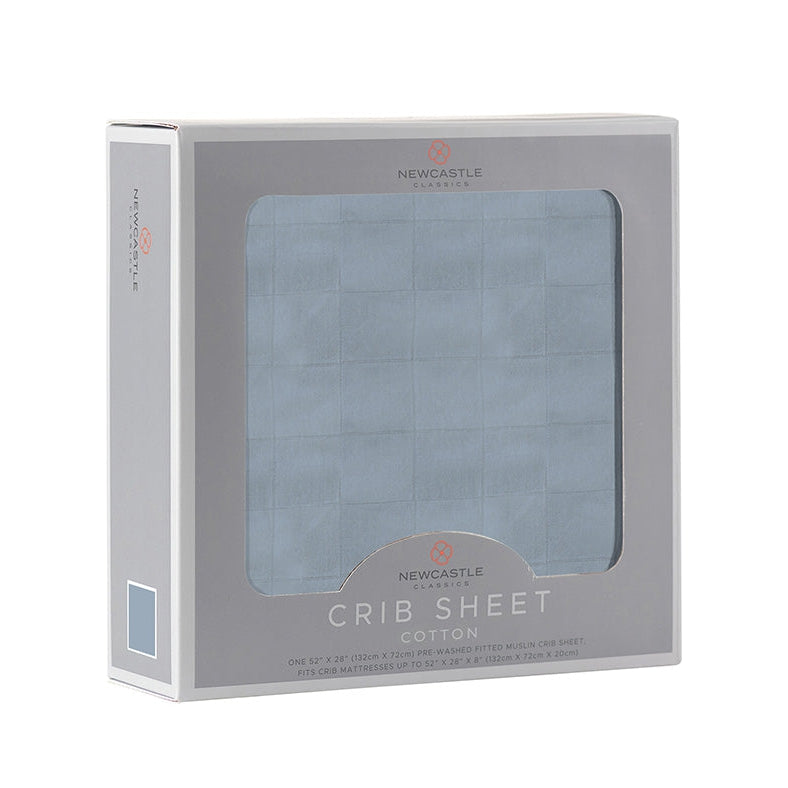 Blue Fog Newcastle Cotton Crib Sheet - HoneyBug