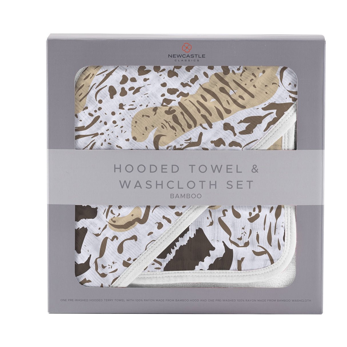 Animal Print Bamboo Hooded Towel and Washcloth Set - HoneyBug