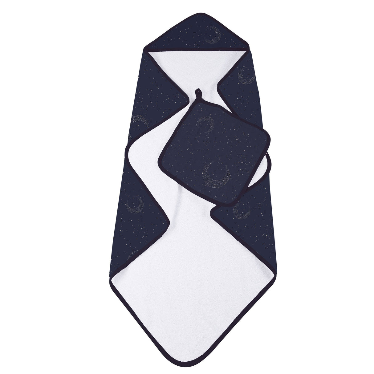 Midnight Moon Bamboo Hooded Towel and Washcloth Set - HoneyBug