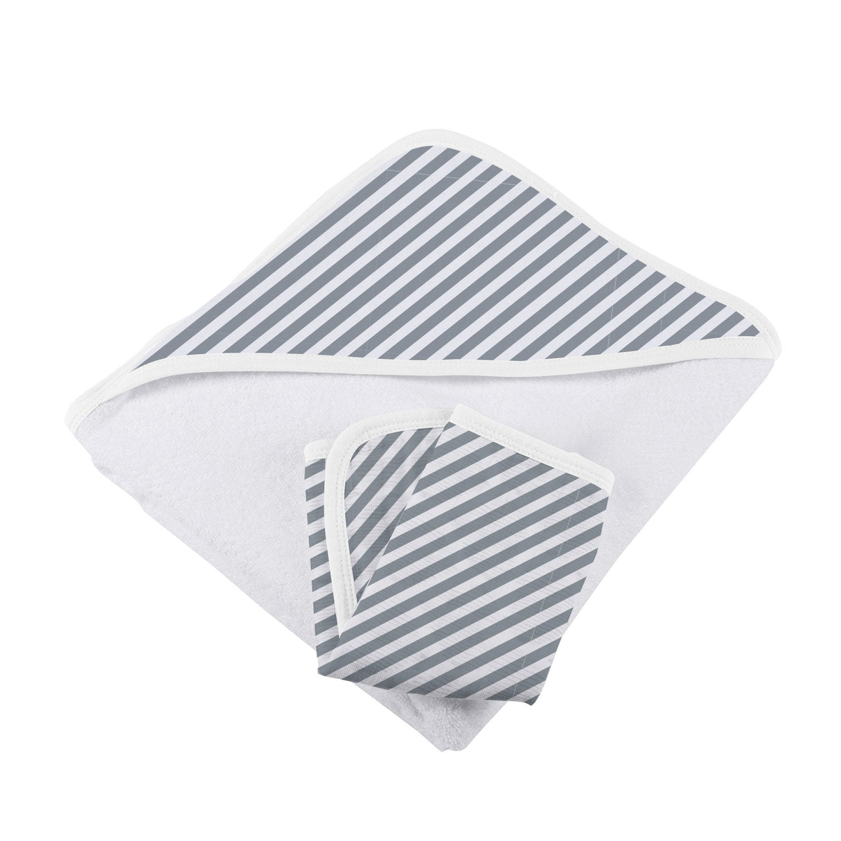 Finley Stripe Bamboo Hooded Towel and Washcloth Set - HoneyBug