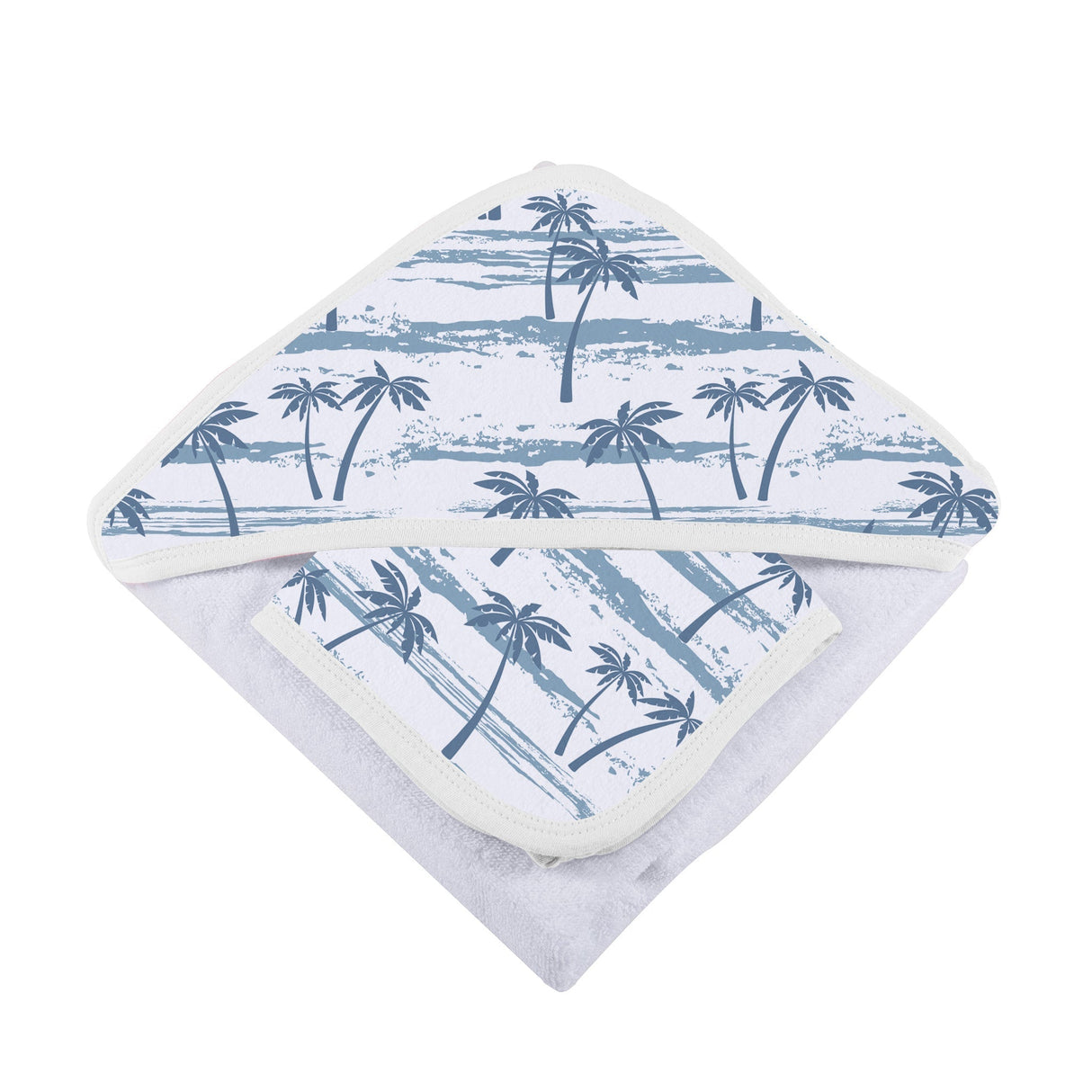 Ocean Palm Trees Bamboo Hooded Towel and Washcloth Set - HoneyBug