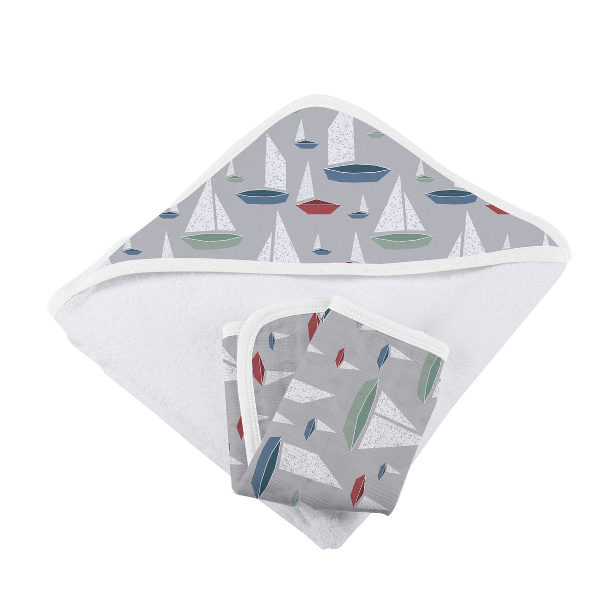 Marina Sailboats Bamboo Hooded Towel and Washcloth Set - HoneyBug