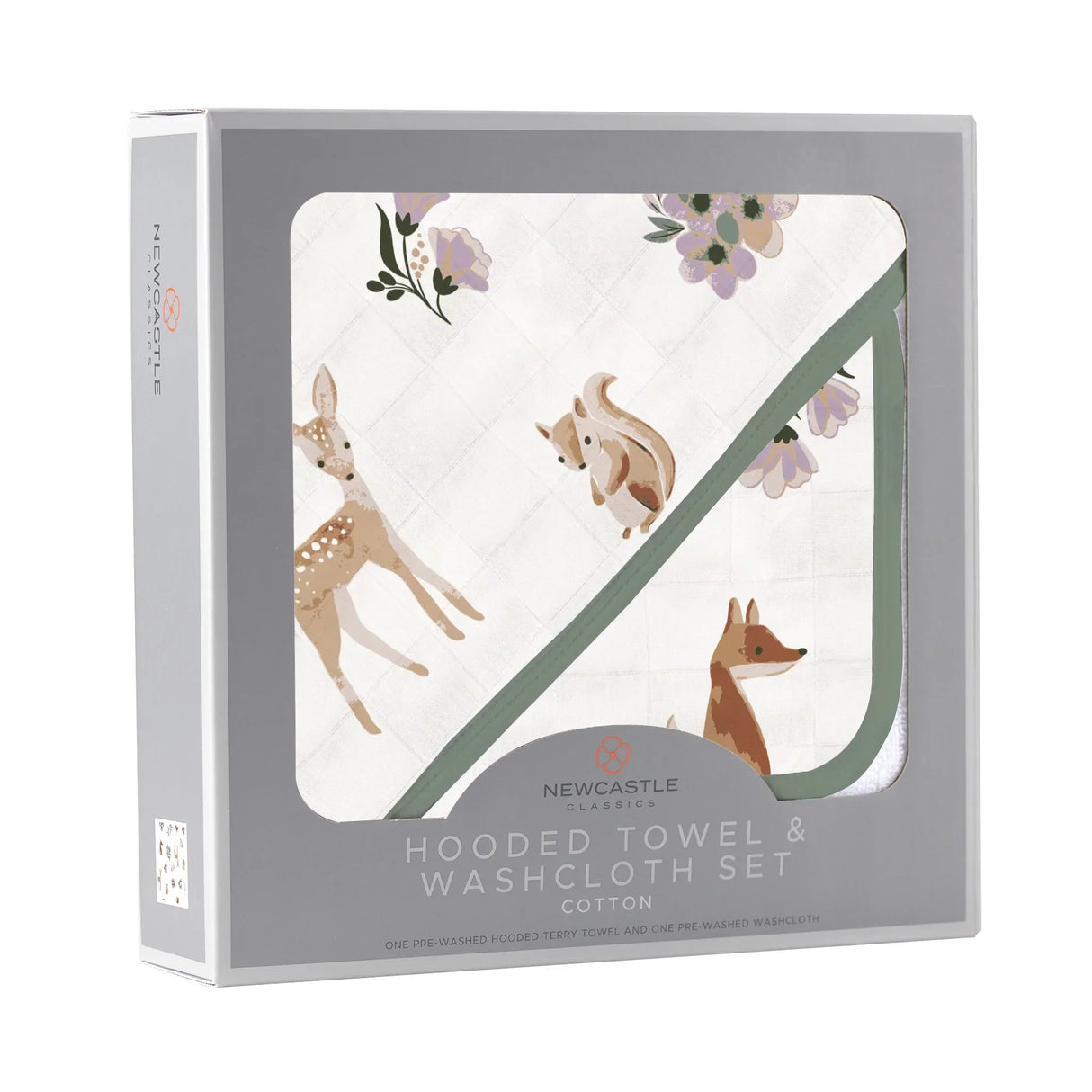 Sierra Fox and Deer Cotton Hooded Towel and Washcloth Set - HoneyBug