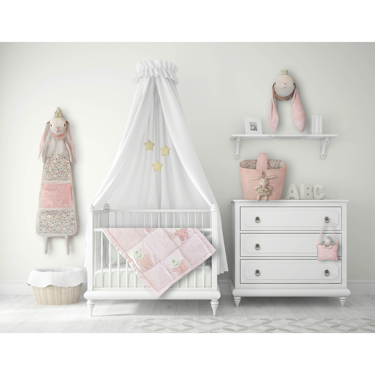 Pink Fabric Basket / Storage Caddy - HoneyBug