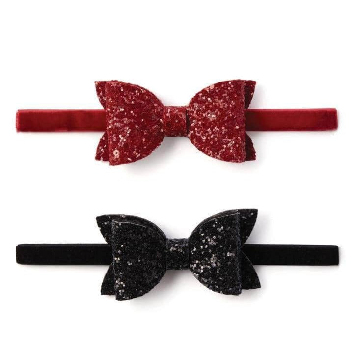 Red and Black Sparkle Bow Headband - HoneyBug