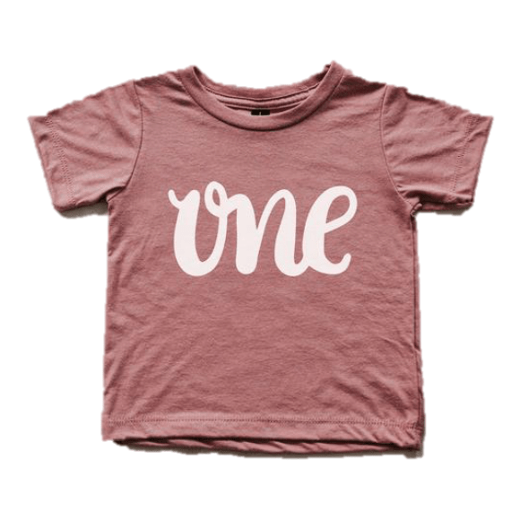 One First Birthday Baby Tee - Mauve - HoneyBug