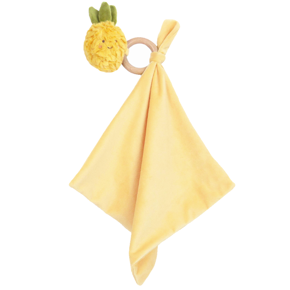 Pina Pineapple Wood Teether Security Blankie - HoneyBug