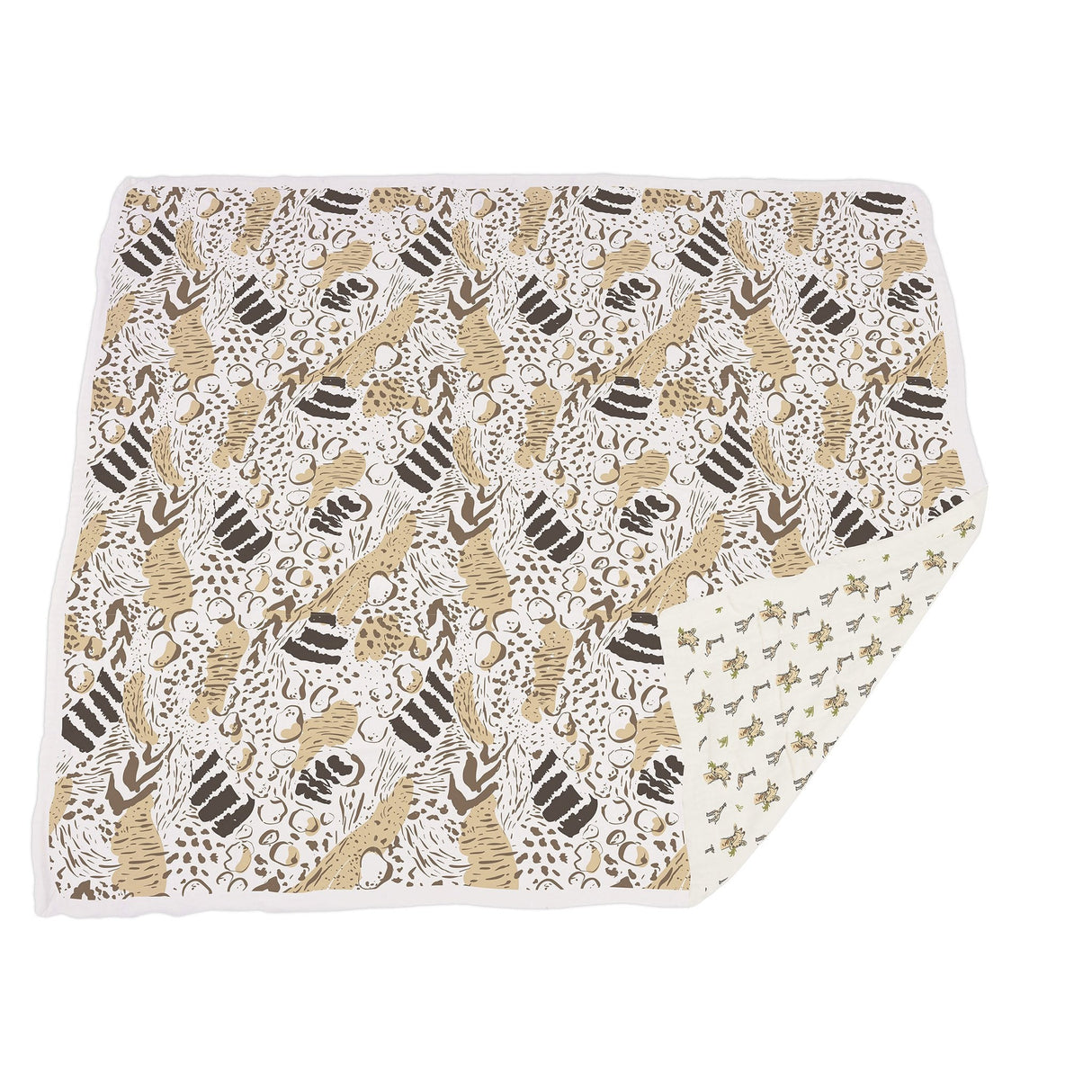 Hungry Giraffe and Animal Print Bamboo Muslin Newcastle Blanket - HoneyBug