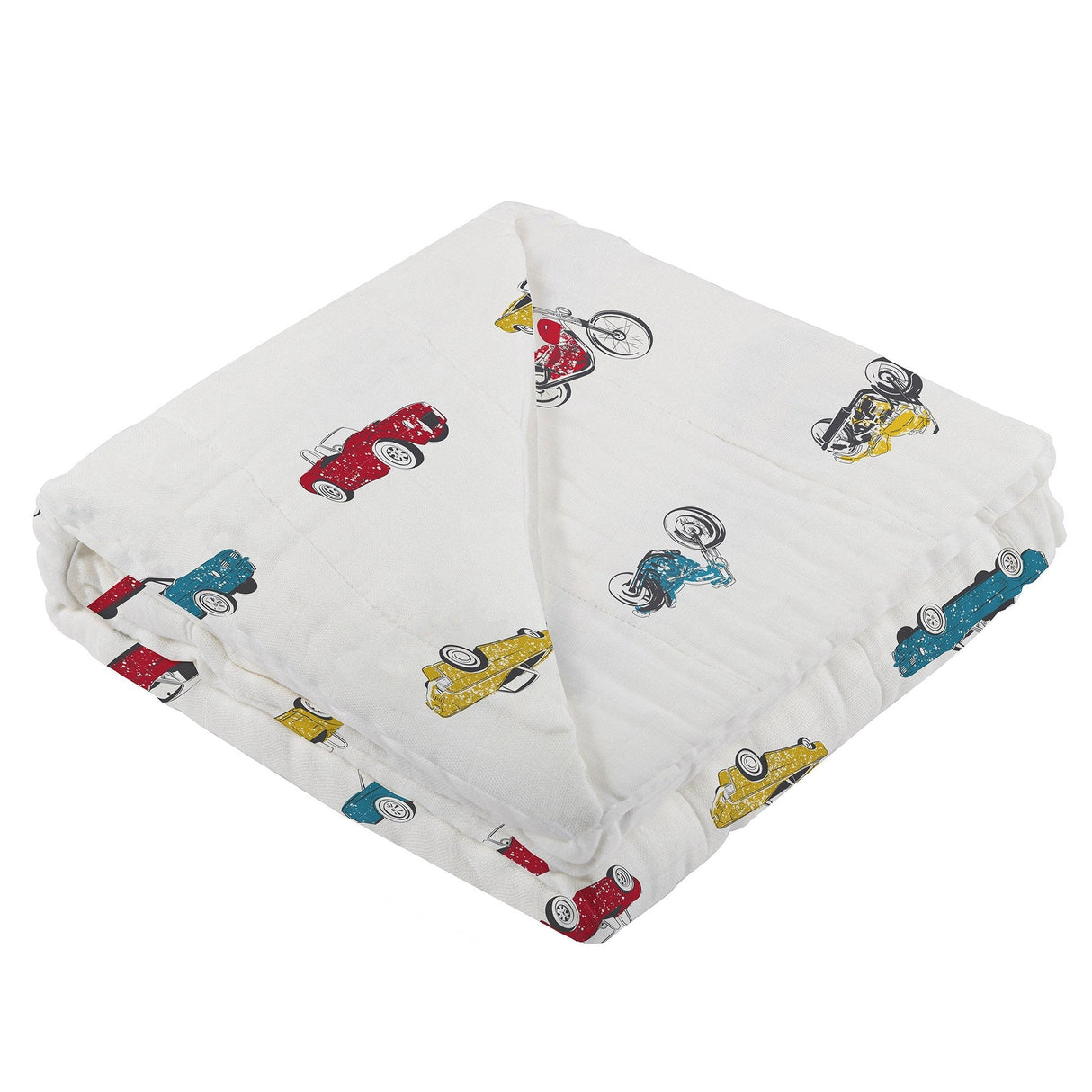 Vintage Muscle Cars and Motorcycles Bamboo Muslin Newcastle Blanket - HoneyBug