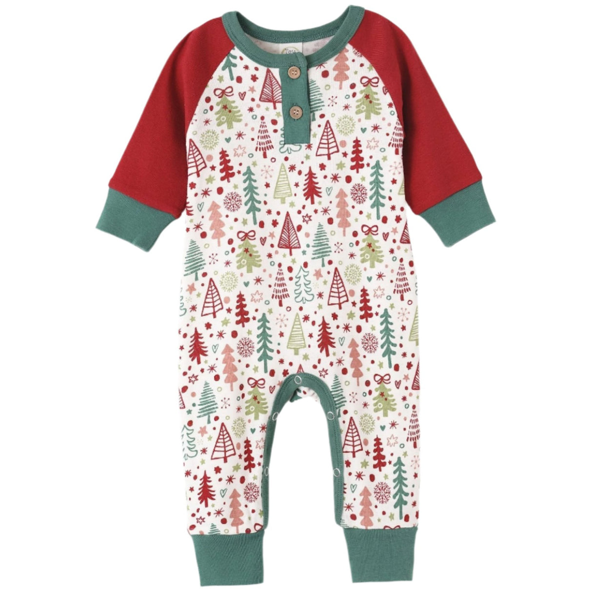 Cozy Christmas Henley Romper - HoneyBug