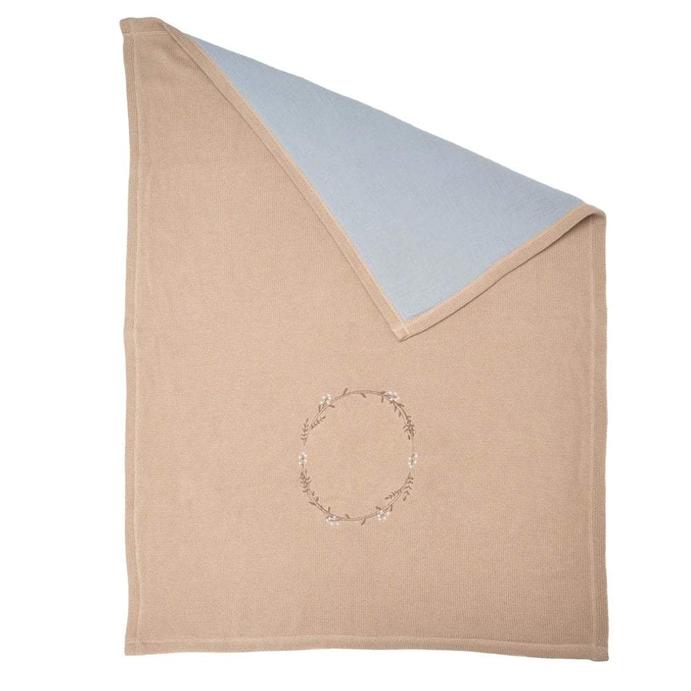 Wreath Embr. Double Sided Blanket - Brown - HoneyBug