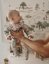 Bamboo Zipper Footie with Ruffles - Boho Woodland - HoneyBug 