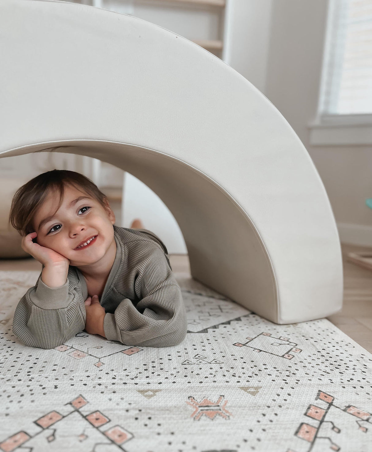 Waffle Balloon Sleeve Sweatshirt - Olive Green - HoneyBug 