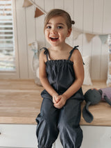 Tie Shoulder Jumpsuit - Chambray - HoneyBug 
