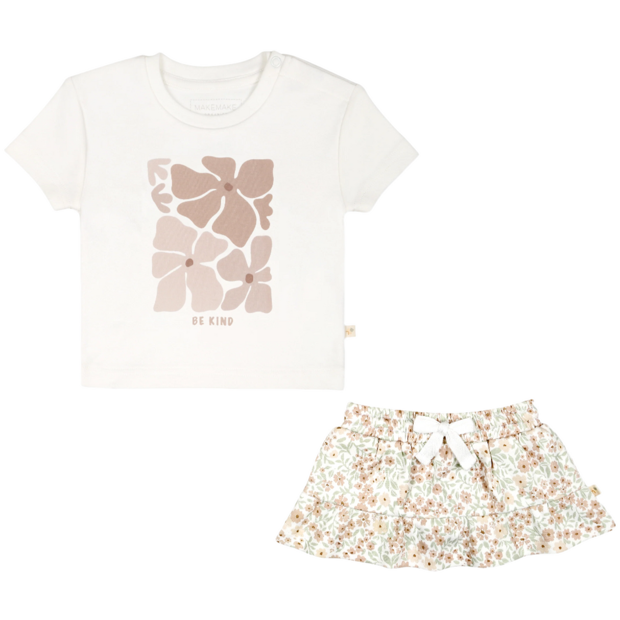 Organic Girls Tee and Skort Outfit - Summer Floral - HoneyBug 