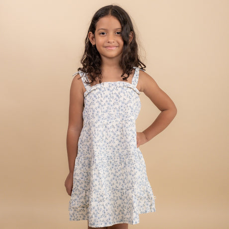 Organic Tiered Dress - Blue Vines - HoneyBug 