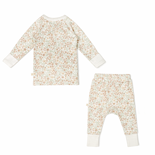 Organic Kimono Top & Pants Set - Summer Floral - HoneyBug 