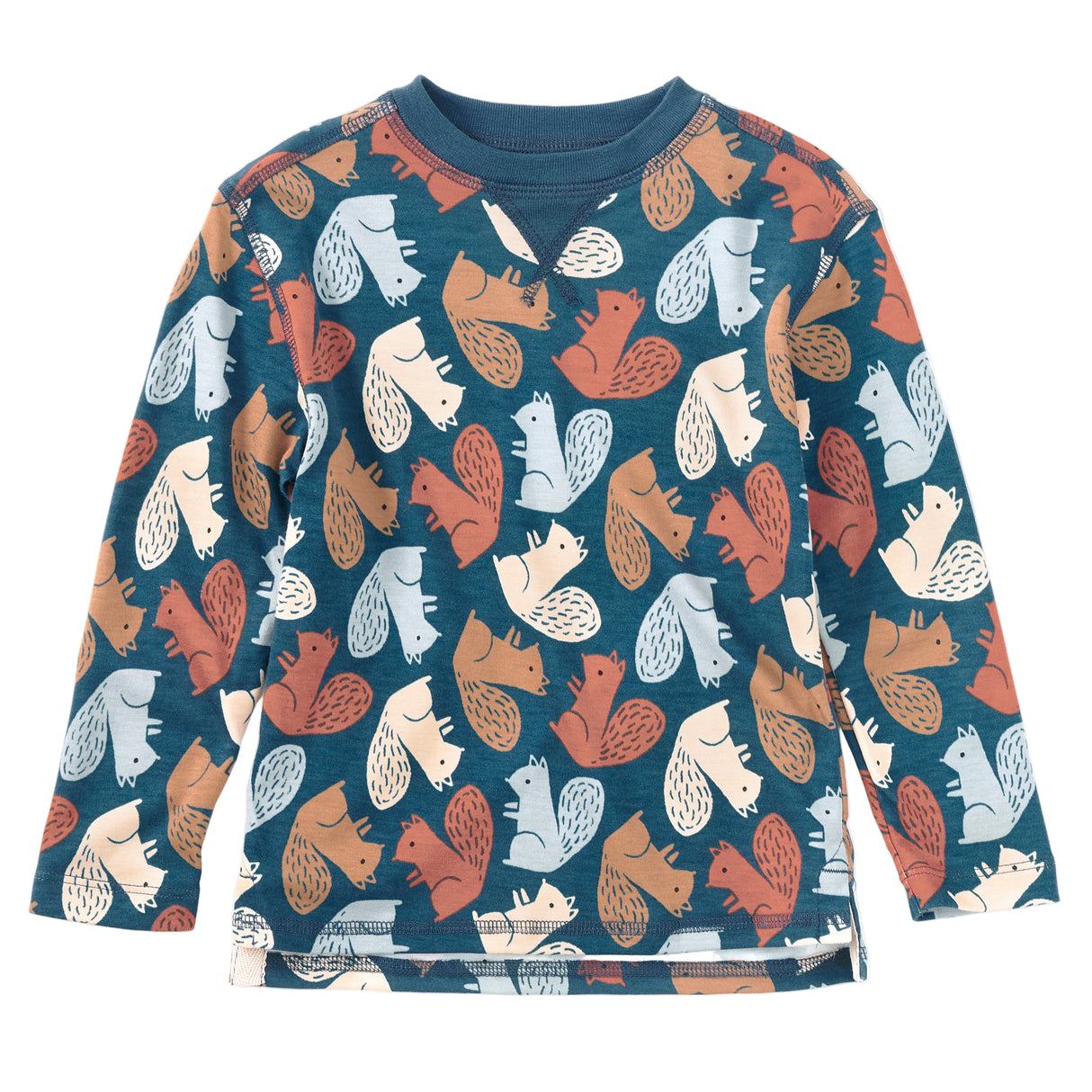 Bamboo Blend Crewneck L/S Shirt - Squirrel Scurry
