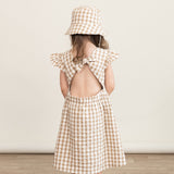 Organic Flutter Summer Dress - Brown Chequered - HoneyBug 