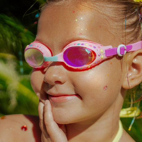 Pink Paradise Tropical Getaway Girl Kids' Swim Goggles - HoneyBug 