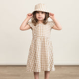 Organic Flutter Summer Dress - Brown Chequered - HoneyBug 