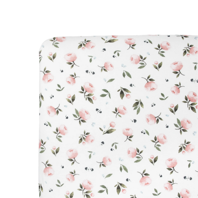Stretch Knit Crib Sheet - Watercolor Rose - HoneyBug 