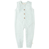 Organic Sleeveless Full Romper - Green Stripes - HoneyBug 