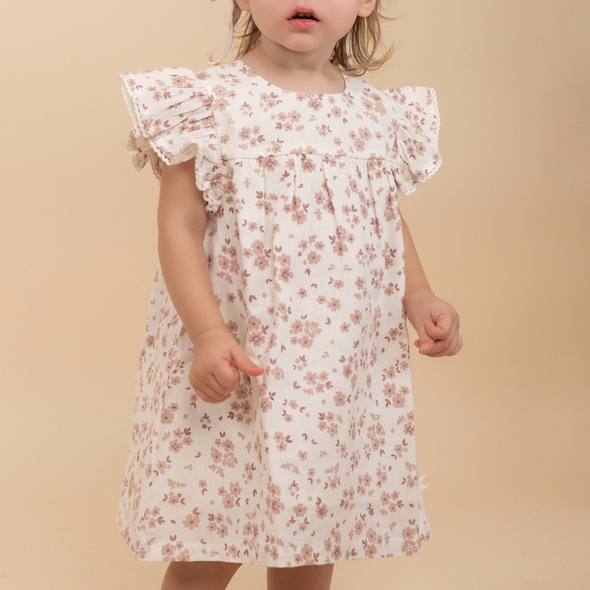 Organic Short Sleeve Flutter Dress - Petit Floral - HoneyBug 