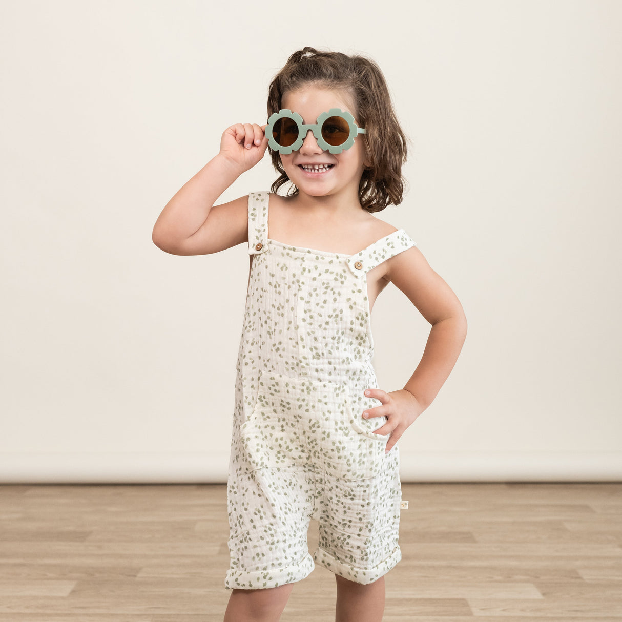 Organic Shortalls - Petals - HoneyBug 